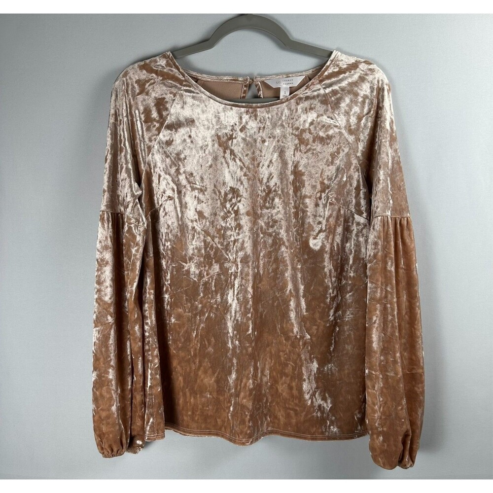 LC Lauren Conrad Velvet Blouse S Champagne Boho Romantic Cottagecore Whimsigoth